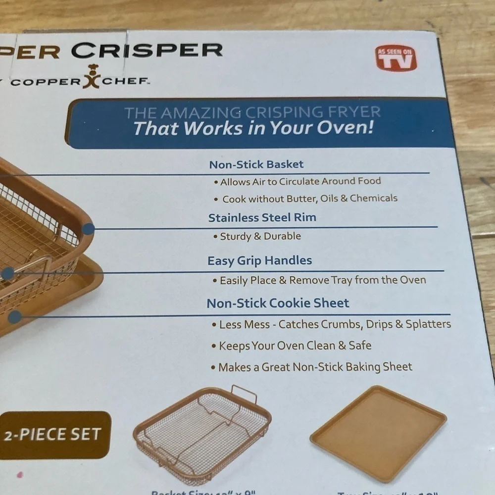 Copper Crisper from Copper Chef.Works in your oven. No oil needed!